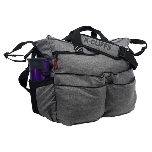 Fashionable Diaper Messenger Bag Roomy Multiple Pockets , Color; Heather Gray - Picture 8 of 9